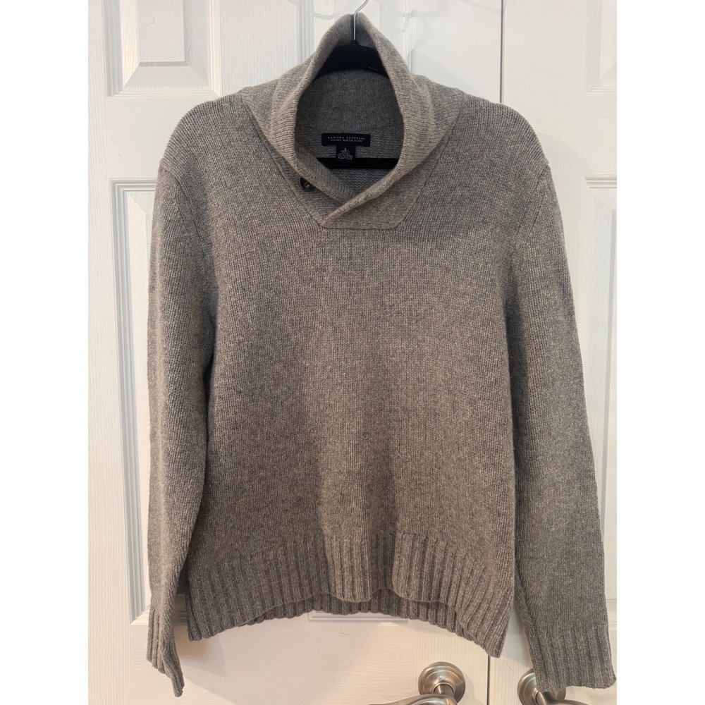 Banana Republic Mens Gray Wool Cashmere Angora Shawl Collar Sweater Small. EUC